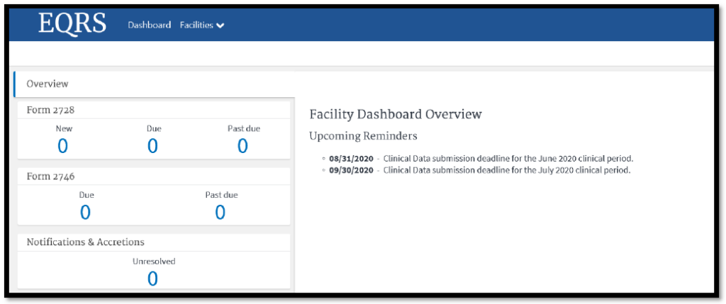 Sample facility dashboard screenshot