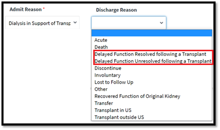 Figure 2: Admission in Support of Transplant Feature: New Discharge Reasons