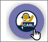 CCSQ Support Central live Chat and Resource Line (CARL) icon, with a mouse click icon hovering.